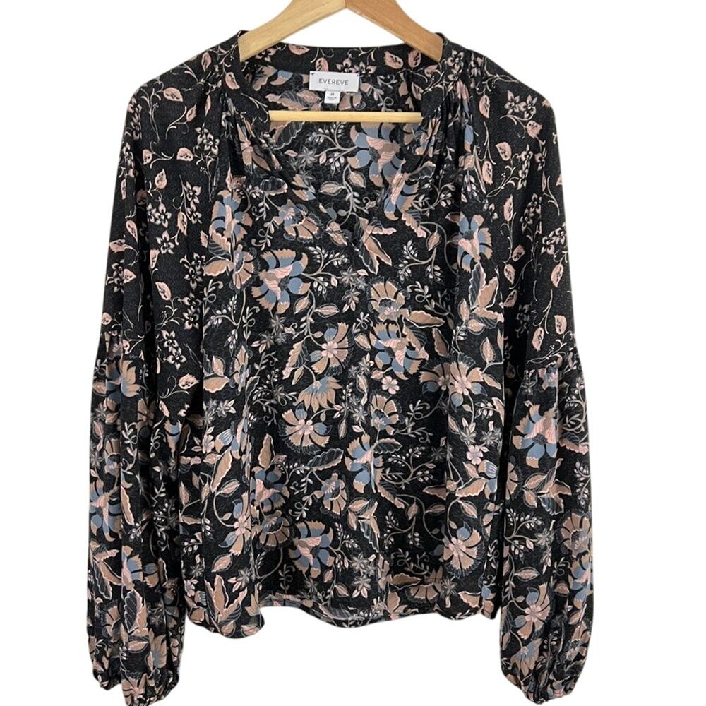 Evereve Floral Blouse Top V Neck Women Size Medium